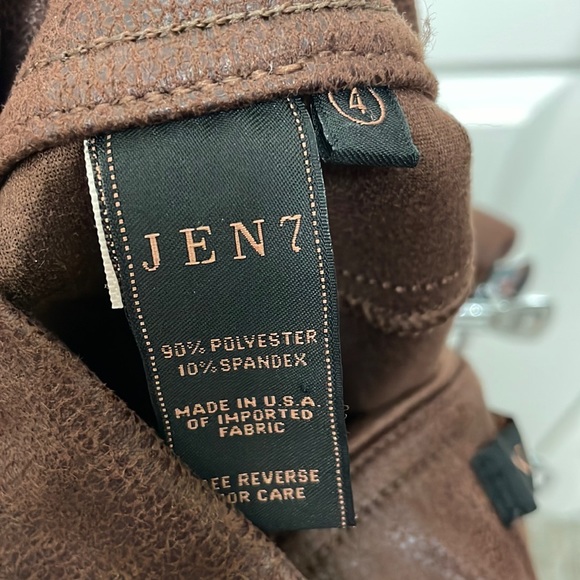 Brown Faux Leather Pull on Pants - Picture 3 of 3